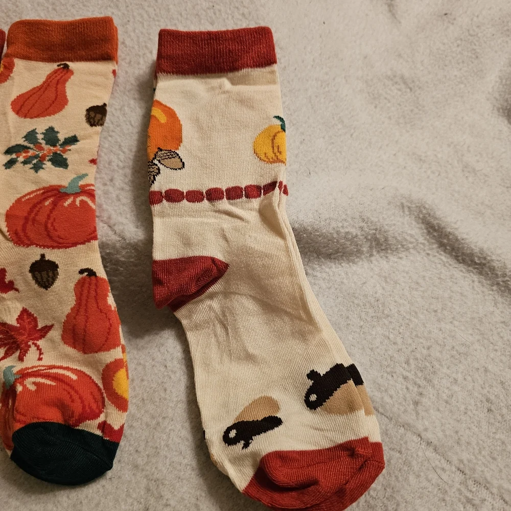 Set Of Three Fall Thanksgiving Pumpkin New Socks